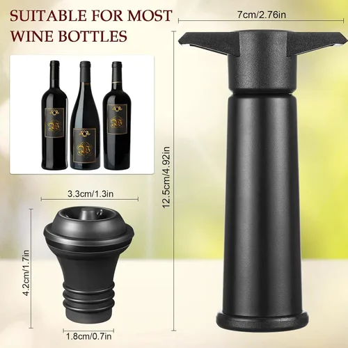 Miniatura 2 de Bomba de ahorro de vino de 18 piezas con tapones de botella al vacío, sistema de extracción de aire manual reutilizable, sellador de botellas