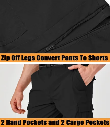Miniatura 4 de MAGCOMSEN Pantalones de senderismo para hombre, 5 bolsillos grandes, convertibles, con cremallera, de secado rápido, ligeros, pantalones de trabajo