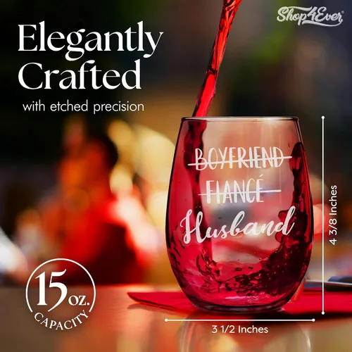 Miniatura 3 de shop4ever® Juego de 2 copas de vino grabadas sin tallo para novio, prometido, esposa, esposa, novias, novias, novias, esposas, para él y ella