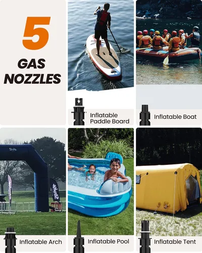 Miniatura 6 de OutdoorMaster Bomba de aire SUP de alta presión de 20 PSI, la mini bomba de tabla de remo Cachalot 2, inflado inteligente de doble etapa y apagado