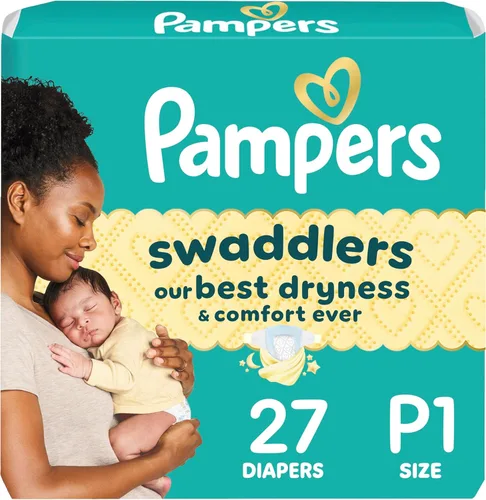 Miniatura 40 de Pañales Pampers Swaddlers, Talla 1 (8-14 libras), 198 unidades, absorbentes, mantiene al bebé seco y cómodo, pañal desechable seguro para la piel