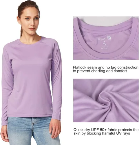Miniatura 4 de BALEAF Camisas de manga larga para mujer, protección solar UPF50+, secado rápido, senderismo, pesca