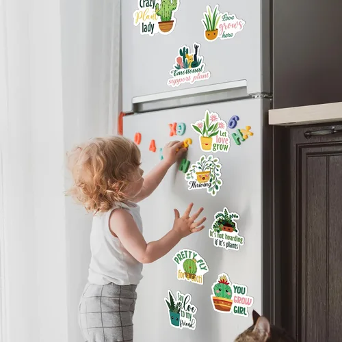Miniatura 6 de Kanayu 16 imanes de nevera divertidos para plantas, juego de palabras para plantas, decoración magnética para el hogar, cocina, decoración magnética
