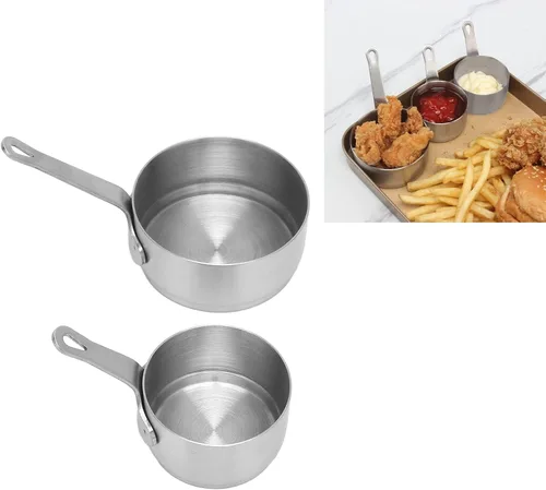 Miniatura 3 de 2 tazas de salsa de acero inoxidable 304 apilables con diseño de mango para banquetes al aire libre, picnics al aire libre, cuencos de condimentos