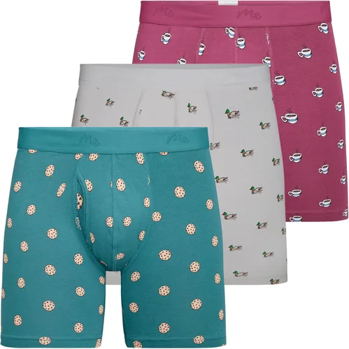 MeUndies Calzoncillos tipo bóxer de algodón elástico para hombre con bragueta - Ropa interior para hombre - Paquete de 3 - Tela exclusiva de Tienda
