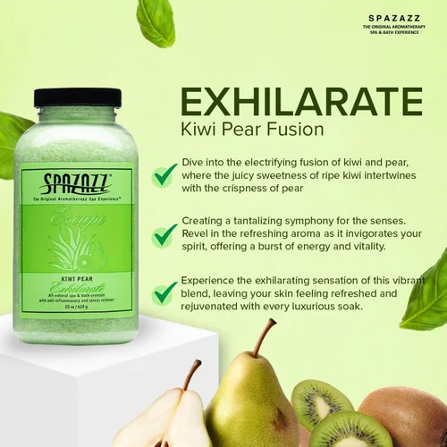 Miniatura 4 de Spazzaz - Cristales de aromaterapia para bañera de hidromasaje y spa. Cristales de pera kiwi de 22 onzas y sales de baño, sin aceite y seguro