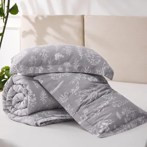 Miniatura 6 de Bedsure - Juego de edredón tamaño queen, gris; juego de ropa de cama floral de 3 piezas, 1 edredón reversible suave con flores botánicas y 2 fundas