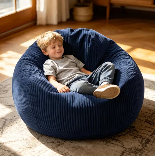 Miniatura 6 de ENBAOHUI Sillas puff con espuma viscoelástica para niños, adolescentes y niños pequeños, sillón de piel sintética con asa, gris