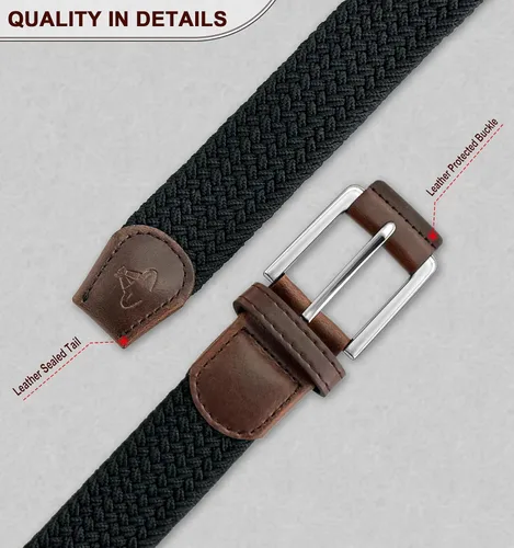 Miniatura 4 de BULLIANT Cinturón elástico para hombre, cinturón trenzado de regalo para hombre, 1 38 para golf, pantalones casuales, camisas, jeans