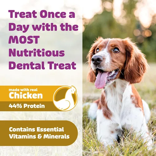 Miniatura 5 de Yummy Combs Golosinas dentales para perros, aprobadas por veterinarios VOHC, deliciosa proteína de pollo, elimina el sarro con forma de peine