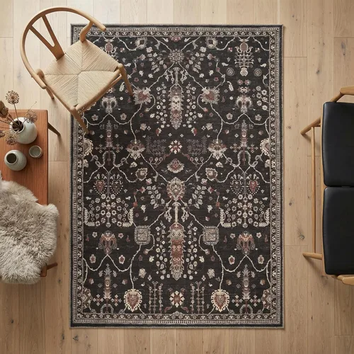 Miniatura 32 de GLN Rugs Traditional Collection - Alfombra de felpilla lavable a máquina, tradicional, antideslizante, alfombra de felpilla de pelo bajo, para sala