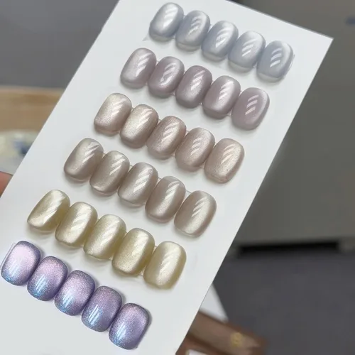 Miniatura 33 de Born Pretty Esmalte de uñas de gel de ojo de gato magnético, esmalte de gel pastel lechoso magnético azul pastel verde púrpura rosa nude plateado
