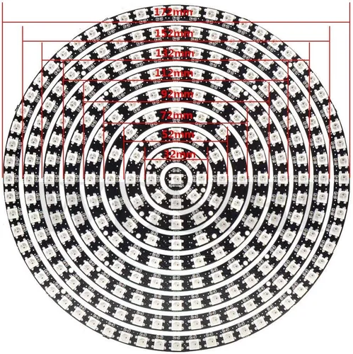 Miniatura 5 de 241 LEDs 9 Anillos WS2812B 5050 RGB LED Lámpara de Anillo Luz Direccionable Individualmente Color de Sueño Completo DC5V con Mini Controlador