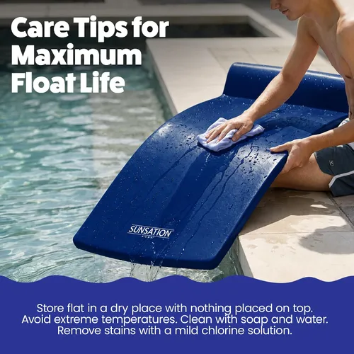 Miniatura 6 de TRC Recreation Sunsation 1.75" Thick Foam Pool Float Lounger w/ Headrest for Lounging & Sunbathing in Swimming Pools, Beaches & Lakes, 70" x 26 Azul