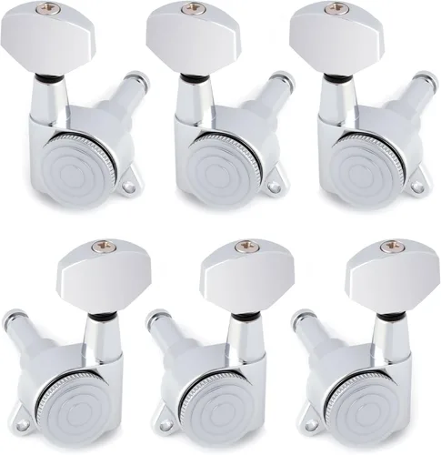 Miniatura 8 de Clavijas de afinación de cuerdas de guitarra con bloqueo Llaves de afinación Máquinas Cabezales Afinadores 1:18 Ración de engranajes 3L 3R