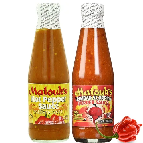 Matouk's Salsa de pimienta picante y salsa de pimienta Trinidad Scorpion de 10 onzas (paquete de 2)