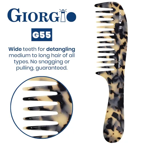 Miniatura 4 de Giorgio G55 TW - Peine de dientes anchos para desenredar el cabello mojado, peine para desenredar el cabello de grosor fino a medio, peines