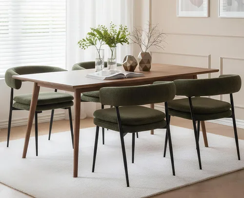 Miniatura 12 de EALSON Juego de 2 sillas de comedor tapizadas de tela moderna con respaldo abierto curvo/patas de metal resistentes, cómodas sillas laterales
