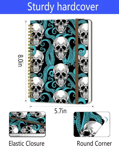 Miniatura 6 de Cuaderno de espiral A5, lindo cuaderno para mujeres y hombres, cuaderno de tapa dura con rayas universitarias para trabajo y toma de notas, 60