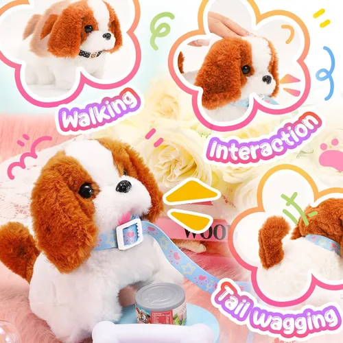 Miniatura 4 de Tagitary Juguetes de Peluche Cachorro Juguete Electrónico Perros que Caminan y Ladran, Movimiento de Cola Perro Falso Juguete Interactivo para Niños