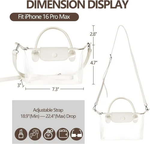Miniatura 2 de Bolsa transparente para estadios, bolsa cruzada pequeña aprobada para conciertos, eventos deportivos