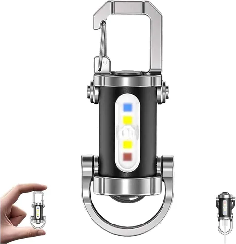 Yuonry Linterna portátil recargable brillante llavero cargador de teléfono, mini llavero linterna, 7 modos de iluminación, 1200 lúmenes EDC