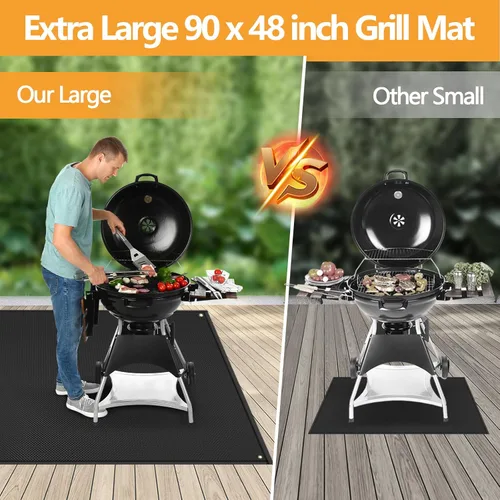 Miniatura 2 de TOHONFOO Alfombrilla extragrande de 90 x 48 pulgadas para parrilla al aire libre – Tapetes para parrilla al aire libre para proteger la terraza