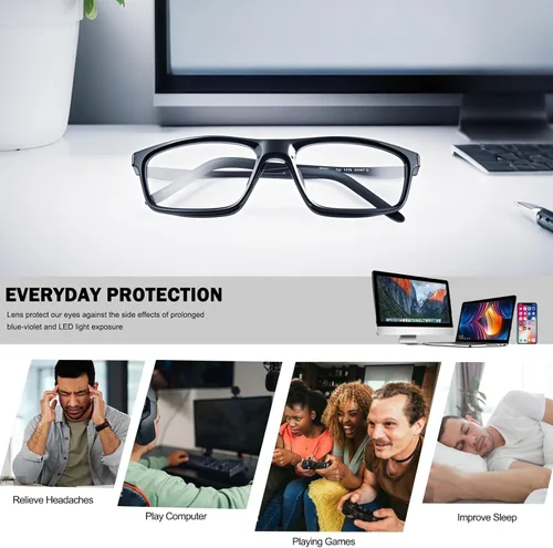 Miniatura 8 de YIMI Lentes fotocromáticos con bloqueo de luz azul, antifatiga ocular, para computadora, juegos, bloqueo de pantalla de luz azul, para hombres