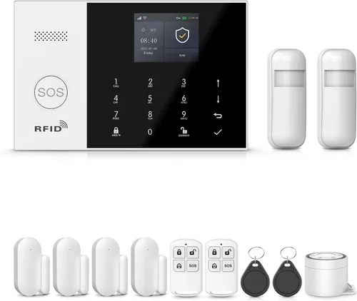 PGST Sistema de seguridad para el hogar, sistema de alarma inalámbrico de 12 piezas con alarmas de puerta, detector de movimiento, sirena fuerte,