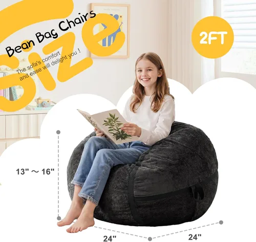 Miniatura 2 de Homguava Puf gigante de 2 pies para adultos con relleno de espuma viscoelástica, puf con funda de piel sintética suave, cómoda puf para sala