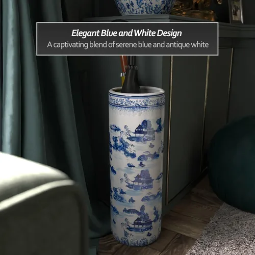 Miniatura 2 de Idea de regalo para decoración casera elegante de calidad fina - Depósito clásico para guardar paraguas y bastones de porcelana china de 24 pulgadas