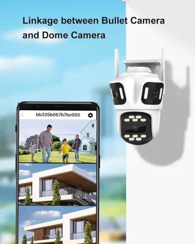 Miniatura 2 de Cámara de seguridad para exteriores de triple lente WiFi de 9 MP, tres cámaras en una, panorámica/inclinación de 360°, seguimiento automático