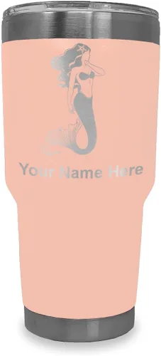 Miniatura 15 de LaserGram Vaso aislado al vacío de 20 onzas, sirena, grabado personalizado incluido (negro)