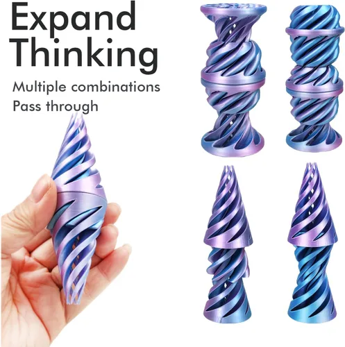Miniatura 4 de Escultura Imposible Pirámide Pase 3D Impresa, Juguete para Ansiedad de Cono, Imposible Cilindro Alivio de Ansiedad, Imposible Pase Mágico