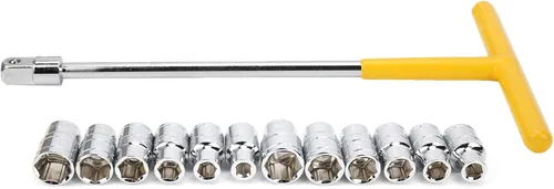 Miniatura 5 de Juego de llaves de vaso profesionales con mango en T, kit de herramientas mecánicas universales de 13 piezas para reparación automotriz, acero al