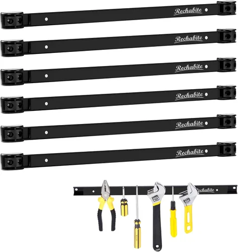 Miniatura 23 de 4 unidades de tiras con soporte magnético para herramientas de 12 pulgadas, barra magnética negra, estante organizador de herramientas de metal