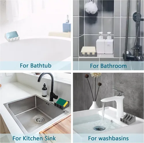 Miniatura 6 de Jabonera Autodrenante con Soporte, Jabonera de Silicona, para Baño, Cocina, Esponjas, Puede Extender la Vida del Jabón, Mantiene las Barras de Jabón