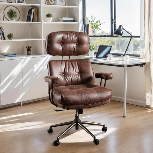 Miniatura 8 de CAODOC Silla de Oficina de Respaldo Alto, Silla Giratoria Moderna de Oficina, Silla de Juego de Tela de Gamuza Marrón, Silla de Oficina