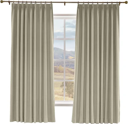 Miniatura 26 de Macochico Cortinas opacas de lino sintético de 52 pulgadas de ancho x 63 pulgadas de largo, panel de cortinas plisadas para dormitorio, aulas