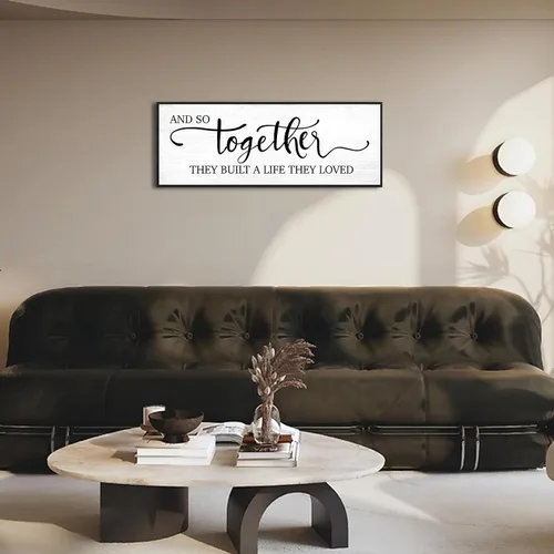 Miniatura 5 de Letrero de pared «And So Together They Built A Life They Loved»: Arte de pared de dormitorio principal de estilo rústico, letrero de dormitorio