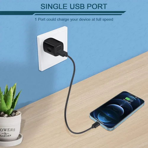Miniatura 2 de [Paquete de 5/1 puerto] Adaptador de cargador USB de CA, enchufe de pared, enchufe de carga rápida, caja de alimentación cubo para iPhone 14 13 15