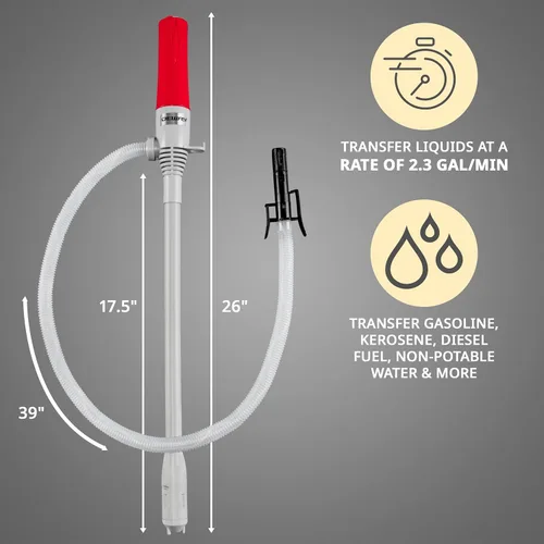 Miniatura 4 de Bomba de transferencia de combustible automática DEWAY con parada automática, 3 veces más potente, funciona con batería D, manguera extralarga