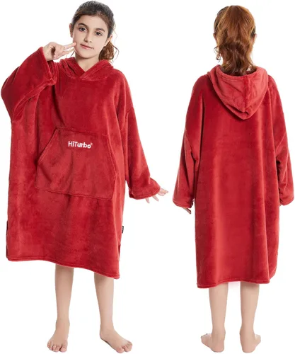 Miniatura 10 de Hiturbo Bata de Cambio para Niños: Manta Suave y Acolchada Portátil - Sudadera Cálida de Forro Polar Coral - Poncho para Nadar y Surfear para Niños