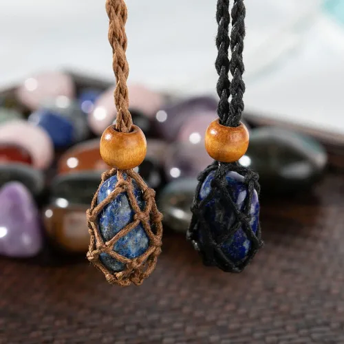 Miniatura 2 de Cordón de collar hecho a mano, soporte de piedra vacía, cordón de collar para cristal, cordón de collar de piedra cruda de cuarzo, soporte
