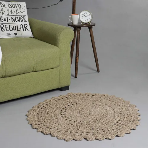 Miniatura 8 de Alfombra de punto de ganchillo tejida a mano, de yute, redonda, de 3 pies, natural, antideslizante, hecha a mano, para cocina, sala de estar