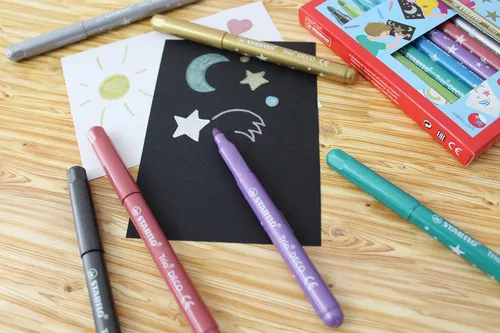Miniatura 4 de STABILO Bolígrafo con punta de fibra metálica Trio Deco - Pack de 8 - Colores surtidos