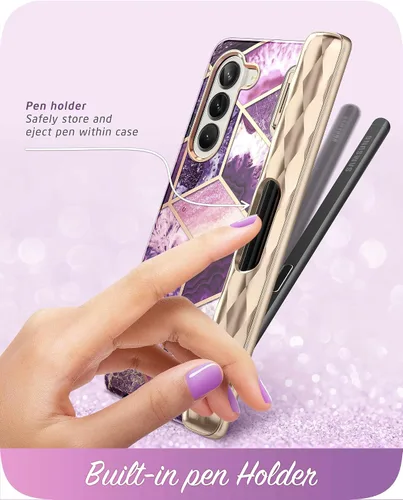 Miniatura 5 de i-Blason Cosmo - Funda para Samsung Galaxy Z Fold 5 con soporte para bolígrafo, protector de pantalla integrado, protección de bisagra, 3 fundas