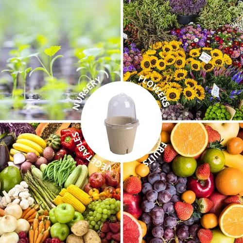 Miniatura 5 de EBaokuup 40 macetas biodegradables para siembra, macetas de vivero de plantas de 3.1 pulgadas con cúpula de humedad, macetas de turba para plantas
