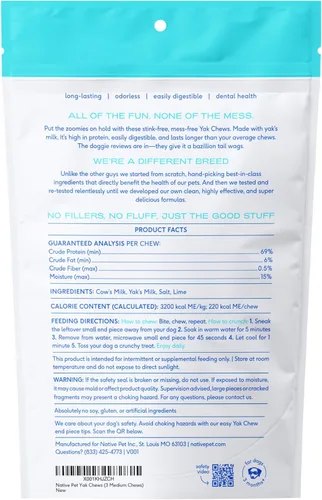 Miniatura 9 de Native Pet Yak Cheese Himalayan Dog Chews – Palitos dentales de larga duración para razas medianas – Masticables de yak del Himalaya 100% naturales