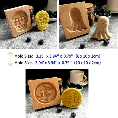 Miniatura 2 de Molde de Galletas de Madera Tallada con Pájaro - Cortador de Galletas de Jengibre DIY con Prensa de Relieve